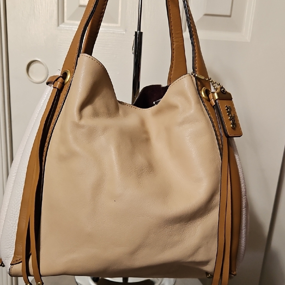 Coach EUC 1941 Harmony Hobo Colorblock Tan and White Shoulder Bag - Picture 1 of 16